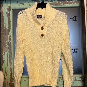 Vintage 1970’s Puritan Cream Cowl Neck Sweater with Button Accents
